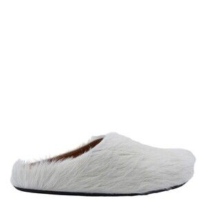 Marni White Faux Fur Slip-On Sandals - NWT
